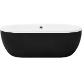 Vente-unique Freistehende ovale Badewanne 170 x 80 x 58 cm Acryl Schwarz matt 200 L NEPTUNA