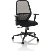 Hjh OFFICE Profi Bürostuhl CARLOW I Ergonomischer Schreibtischstuhl mit Armlehnen Stoff / Netzstoff Schwarz Drehstuhl für Büro, Zuhause