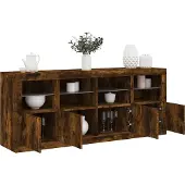 vidaXL Sideboard mit LED-Leuchten Räuchereiche 163x37x67 cm