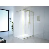 Vente-unique Duschwand für begehbare Dusche - 120 x 200 cm - Gold - Gehärtetes Glas - AMBERI