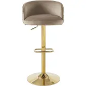 Vente-unique Barhocker höhenverstellbar - Samt & goldfarbenes Metall - Beige - PERLANITA
