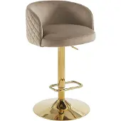 Vente-unique Barhocker 2er-Set höhenverstellbar - Samt & goldfarbenes Metall - Beige - PERLANITA