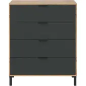 CALICOSY - Kommode mit 4 Schubladen, Nachbildung Eiche und Anthrazitgrau - L77,5 cm