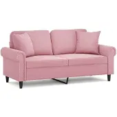 vidaXL 2-Sitzer-Sofa mit Zierkissen Rosa 140 cm Samt