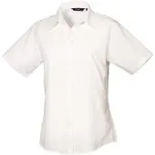 Premier Workwear Damen Popeline Bluse kurzarm PR302 white 40 (M/12)