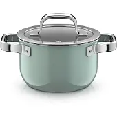 WMF Fusiontec Mineral Pro Kochtopf mit Deckel, 16 cm, Eucalyptus Haze 05.1979.5290, 2 l, Rund, Grün, Edelstahl, Fusiontec, Edelstahl
