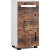 VCM Midischrank – schmaler Badschrank mit 4 Schubladen, H. 76 x B. 38 x T. 28 cm, kompakte Aufbewahrung für Badezimmer, Badmöbel, Schubladenkommode, Nilari L