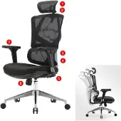 Sihoo Bürostuhl Schreibtischstuhl ergonomisch, Lordosenstütze hohe Rückenlehne 3D-Armlehnen gepolstert schwarz