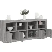 vidaXL Sideboard mit LED-Leuchten Grau Sonoma 163x37x67 cm