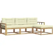 vidaXL Outdoor-Sofagarnitur mit Kissen 4 pcs Weiß und Creme Polyester