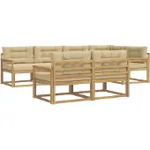 vidaXL Outdoor-Sofagarnitur mit Kissen 6 pcs Weiß und Beige Polyester