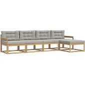 vidaXL Outdoor-Sofagarnitur 4 pcs Weiß und Hellgrau Polyester