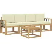 vidaXL Outdoor-Sofagarnitur 5 stk. Weiß und Creme