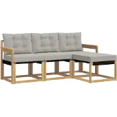 vidaXL Outdoor-Sofagarnitur 4 Stk. Weiß und Hellgrau
