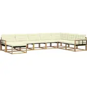vidaXL Outdoor-Sofagarnitur 8 Stk. Weiß und Creme Massivholz Akazie