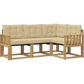 vidaXL Outdoor-Sofagarnitur 4 Stk. Weiß und Beige