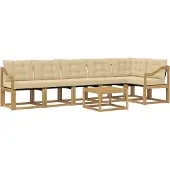 vidaXL Outdoor-Sofagarnitur mit Kissen 7 pcs Weiß und Beige