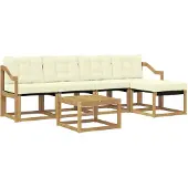 vidaXL Outdoor-Sofagarnitur 6 Stk. Weiß und Creme