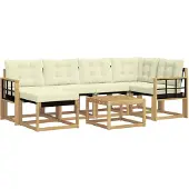 vidaXL Outdoor-Sofagarnitur 7 stk. Weiß und Creme