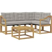 vidaXL Outdoor-Sofagarnitur 5 Stk. Weiß und Hellgrau