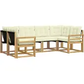 vidaXL Outdoor-Sofagarnitur 6 Stk. Weiß und Creme