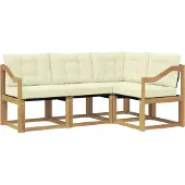 vidaXL Outdoor-Sofagarnitur mit Kissen 4 pcs Weiß und Creme