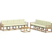 vidaXL Outdoor-Sofagarnitur mit Kissen 9 pcs Weiß und Creme