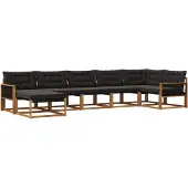 vidaXL Outdoor-Sofagarnitur 7 Stk. Natürlich und Schwarz