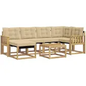 vidaXL Outdoor-Sofagarnitur 7 stk. Weiß und Beige