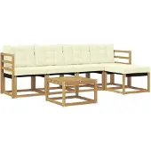 vidaXL Outdoor-Sofagarnitur 6 Stk. Weiß und Creme