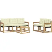 vidaXL Outdoor-Sofagarnitur mit Kissen 6 pcs Weiß und Creme