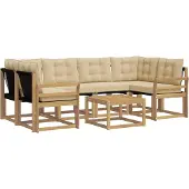 vidaXL Outdoor-Sofagarnitur mit Kissen 7 pcs Weiß und Beige