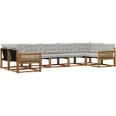 vidaXL Outdoor-Sofagarnitur mit Kissen 7 pcs Natürlich und Hellgrau