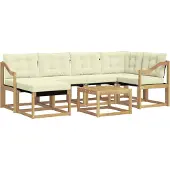 vidaXL Outdoor-Sofagarnitur 7 stk. Weiß und Creme