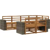vidaXL Outdoor-Sofagarnitur 7 Stk. Natur Polyester