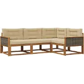 vidaXL Outdoor-Sofagarnitur 4 stk. Natur und Beige