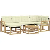 vidaXL Outdoor-Sofagarnitur 7 Stk. Weiß und Creme