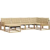 vidaXL Outdoor-Sofagarnitur 6 stk. Weiß und Beige Massivholz Akazie