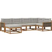 vidaXL Outdoor-Sofagarnitur mit Kissen 6 pcs Natur und Hellgrau