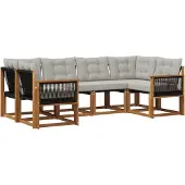 vidaXL Outdoor-Sofagarnitur 6 Stk. Natur und Hellgrau