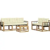 vidaXL Outdoor-Sofagarnitur mit Kissen 6 pcs Weiß und Creme