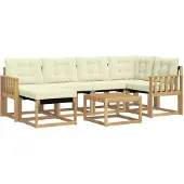 vidaXL Outdoor-Sofagarnitur mit Kissen 7 pcs Weiß und Creme