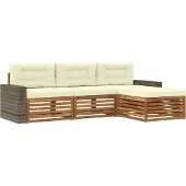 vidaXL Outdoor-Sofagarnitur 4 Stk. Natur und Creme Polyester