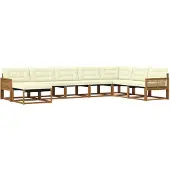 vidaXL Outdoor-Sofagarnitur mit Kissen 8 pcs Natur und Creme