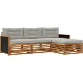 vidaXL Outdoor-Sofagarnitur 4 stk. Natürlich und Hellgrau Polyester