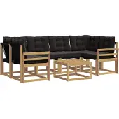vidaXL Outdoor-Sofagarnitur mit Kissen 7 pcs Weiß und Schwarz