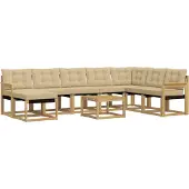 vidaXL Outdoor-Sofagarnitur 9 Stk. Weiß und Beige