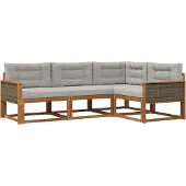 vidaXL Outdoor-Sofagarnitur 4 Stk. Natur und Hellgrau