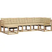 vidaXL Outdoor-Sofagarnitur mit Kissen 7 pcs Weiß und Beige