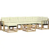 vidaXL Outdoor-Sofagarnitur mit Kissen 8 pcs Weiß und Creme